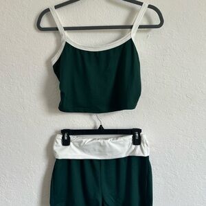 SHEIN Green and White Women's Shorts Set